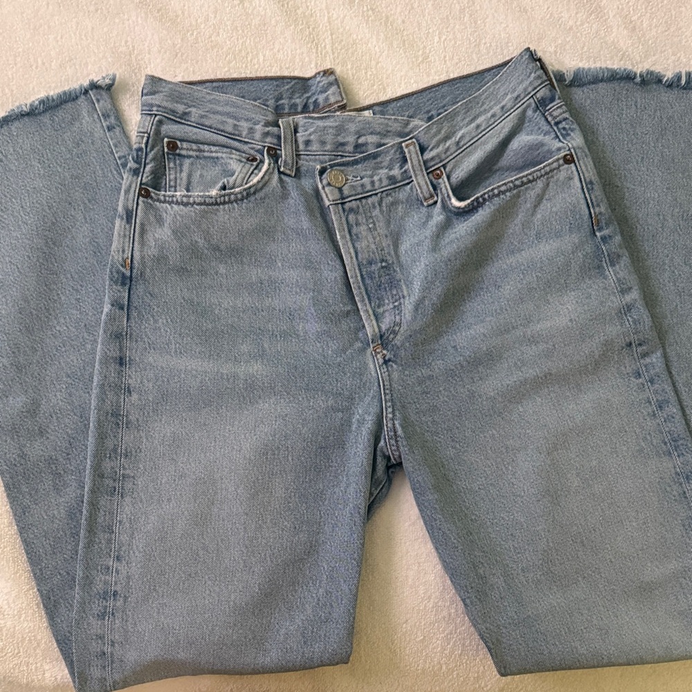 Agolde Criss Cross Raw Hem Straight Leg Jean in Dimension